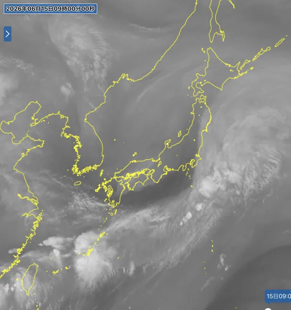 2026年6月15日9時の日本周辺の衛星水蒸気画像