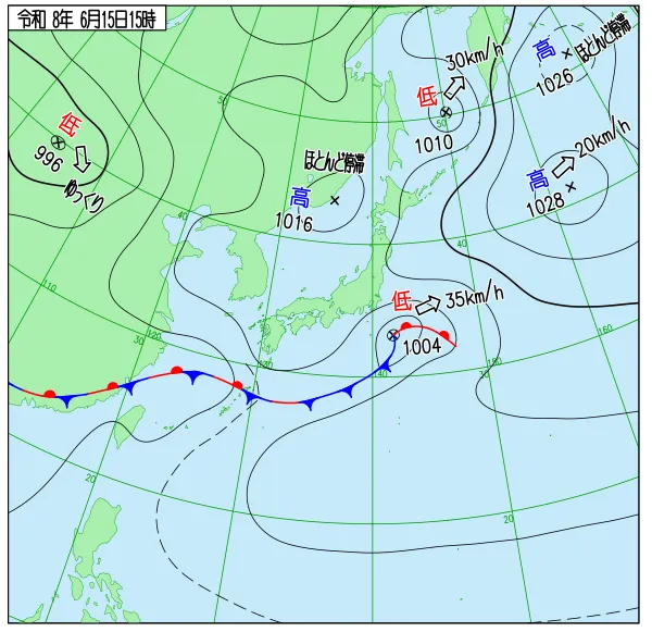 2026年6月15日15時の速報天気図