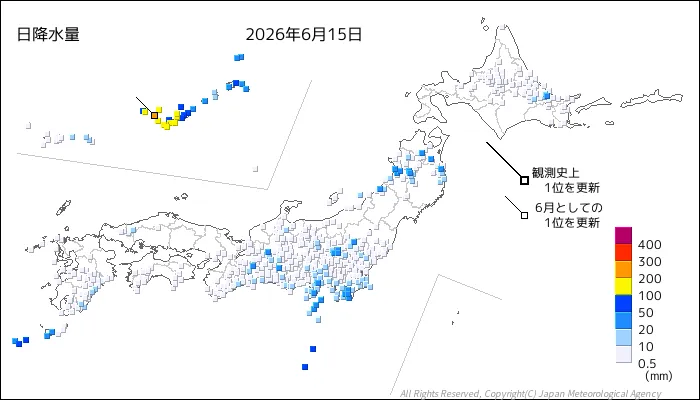日本のアメダス日降水量の図
