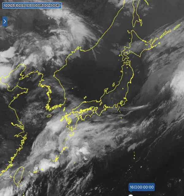 2026年6月15日24時の日本周辺の衛星赤外画像