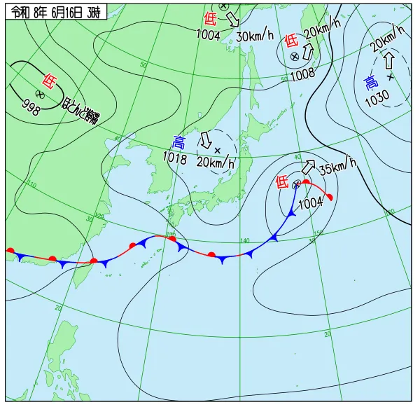 2026年6月16日3時の速報天気図