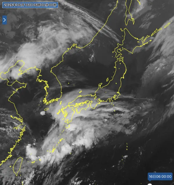 2026年6月16日6時の日本周辺の衛星赤外画像
