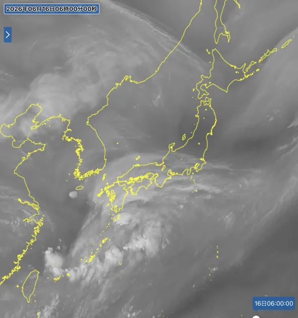 2026年6月16日6時の日本周辺の衛星水蒸気画像
