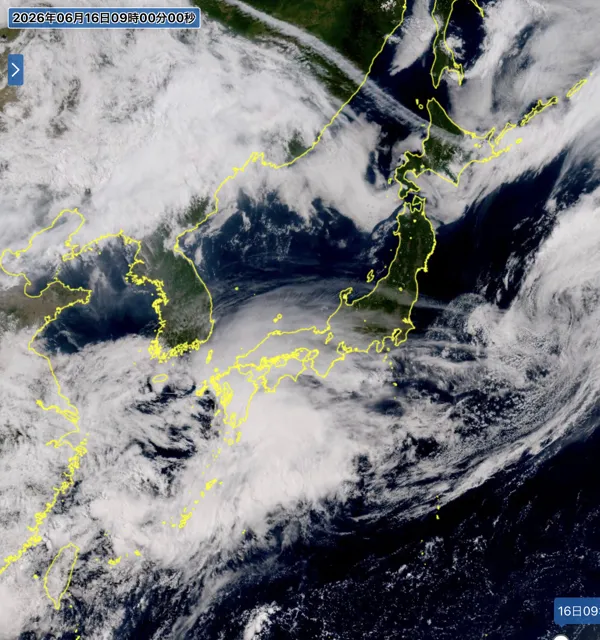2026年6月16日9時の日本周辺の衛星可視画像