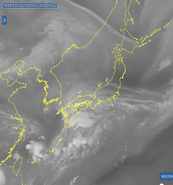 2026年6月16日9時の日本周辺の衛星水蒸気画像