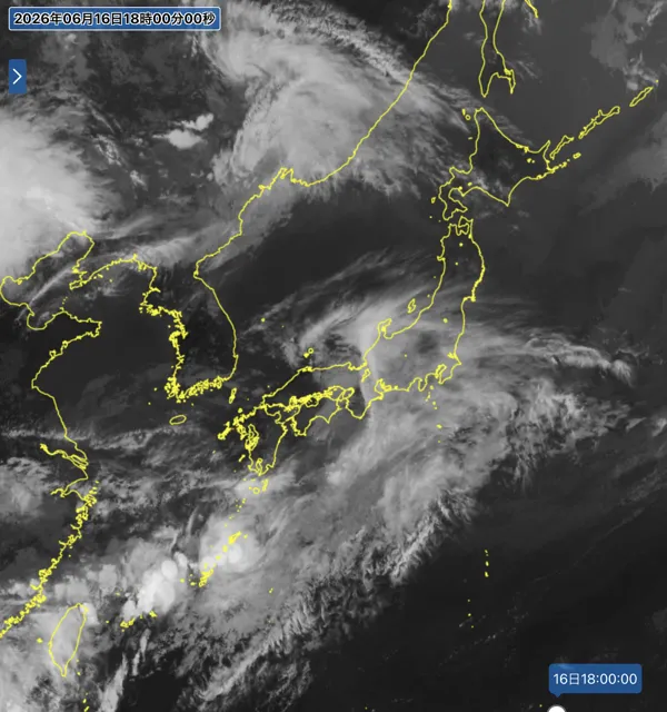 2026年6月16日18時の日本周辺の衛星赤外画像
