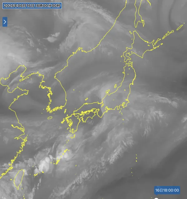 2026年6月16日18時の日本周辺の衛星水蒸気画像
