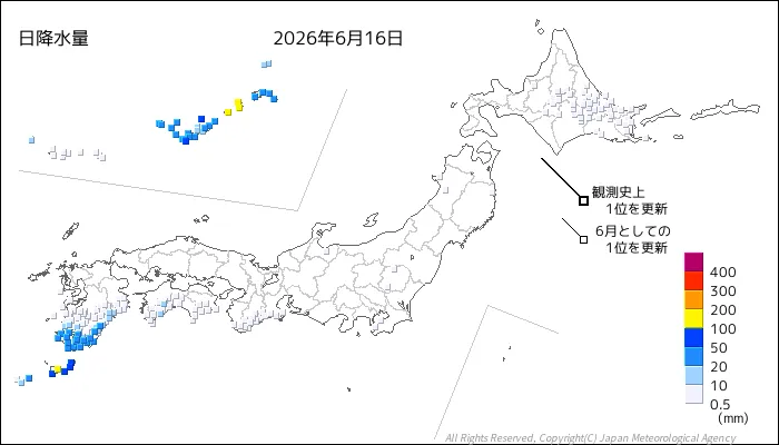 日本のアメダス日降水量の図