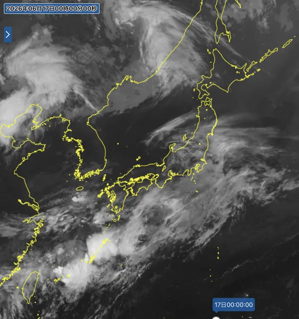 2026年6月16日24時の日本周辺の衛星赤外画像