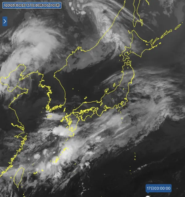 2026年6月17日3時の日本周辺の衛星赤外画像