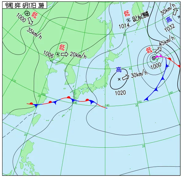 2026年6月17日3時の速報天気図