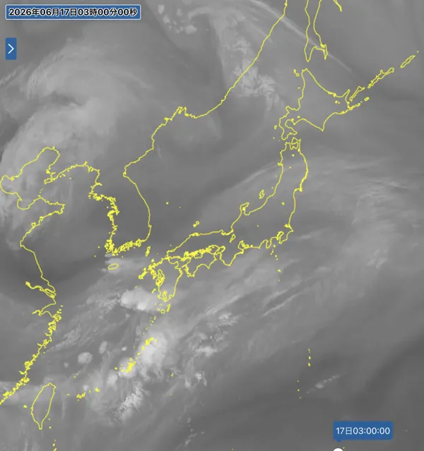 2026年6月17日3時の日本周辺の衛星水蒸気画像