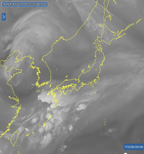 2026年6月17日6時の日本周辺の衛星水蒸気画像