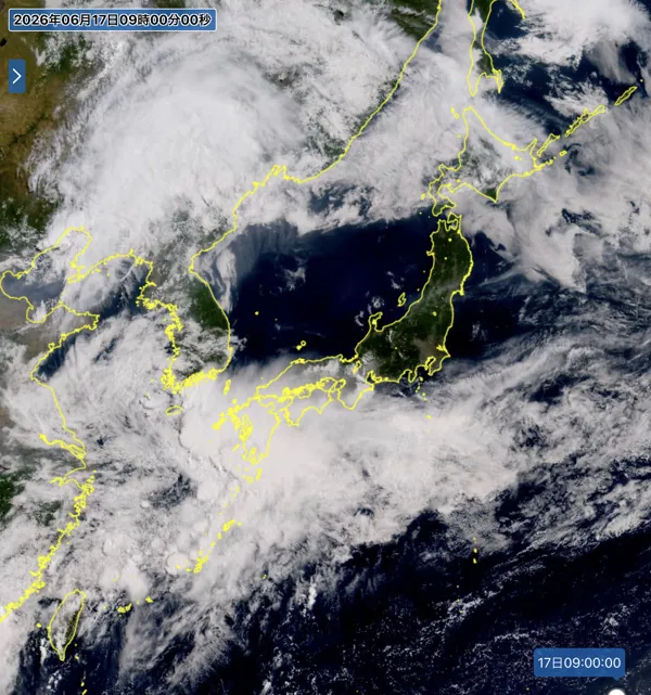 2026年6月17日9時の日本周辺の衛星可視画像