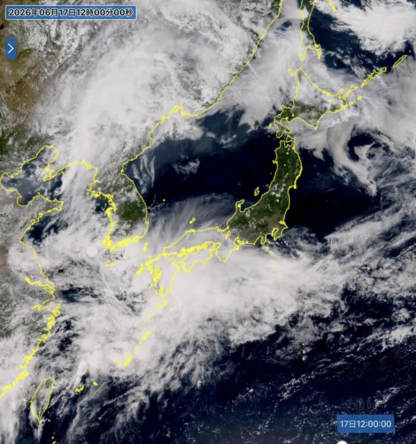 2026年6月17日12時の日本周辺の衛星可視画像