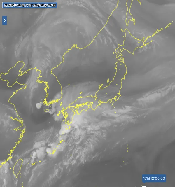 2026年6月17日12時の日本周辺の衛星水蒸気画像