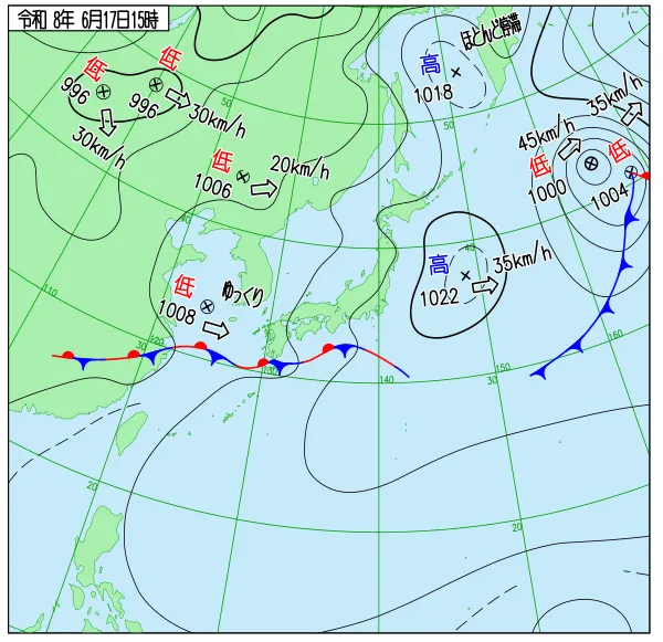 2026年6月17日15時の速報天気図