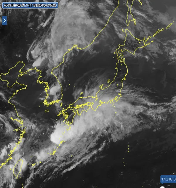 2026年6月17日18時の日本周辺の衛星赤外画像