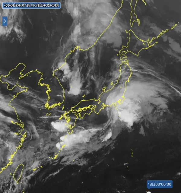 2026年6月18日3時の日本周辺の衛星赤外画像