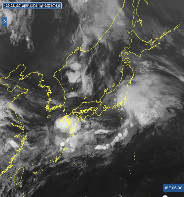 2026年6月18日6時の日本周辺の衛星赤外画像