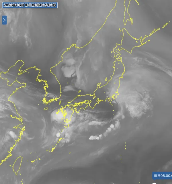 2026年6月18日6時の日本周辺の衛星水蒸気画像