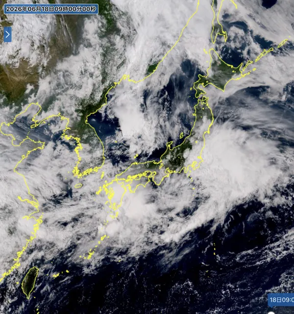 2026年6月18日9時の日本周辺の衛星可視画像