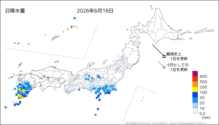 日本のアメダス日降水量の図