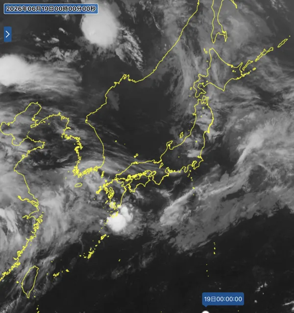 2026年6月18日24時の日本周辺の衛星赤外画像