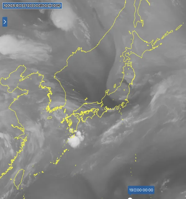 2026年6月18日24時の日本周辺の衛星水蒸気画像