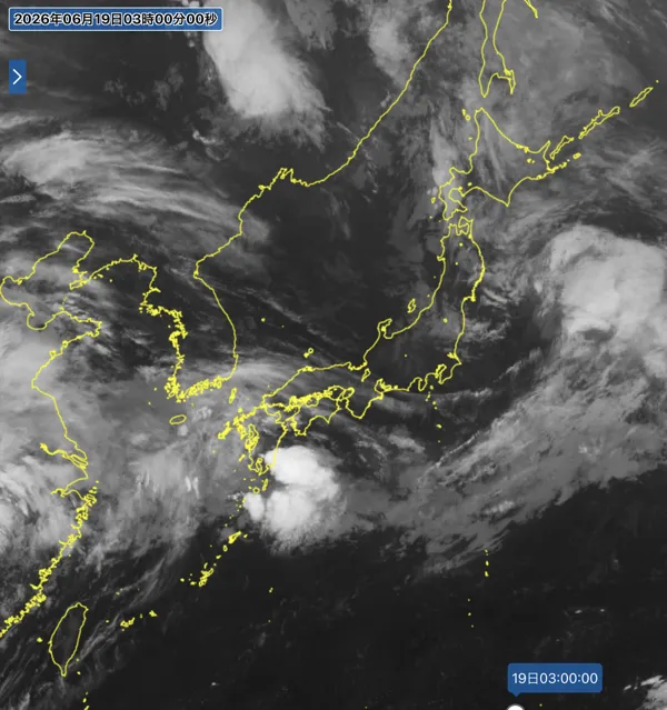 2026年6月19日3時の日本周辺の衛星赤外画像