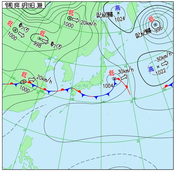 2026年6月19日3時の速報天気図