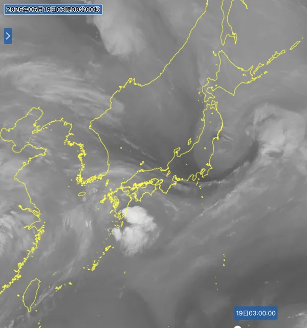 2026年6月19日3時の日本周辺の衛星水蒸気画像