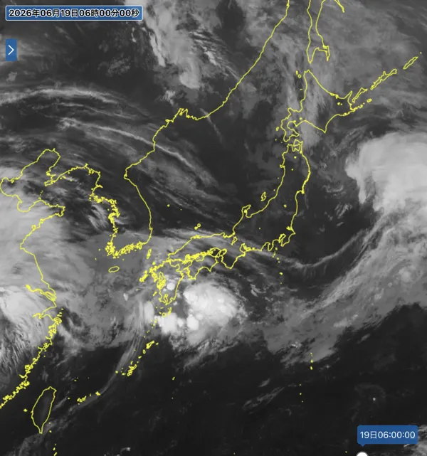 2026年6月19日6時の日本周辺の衛星赤外画像