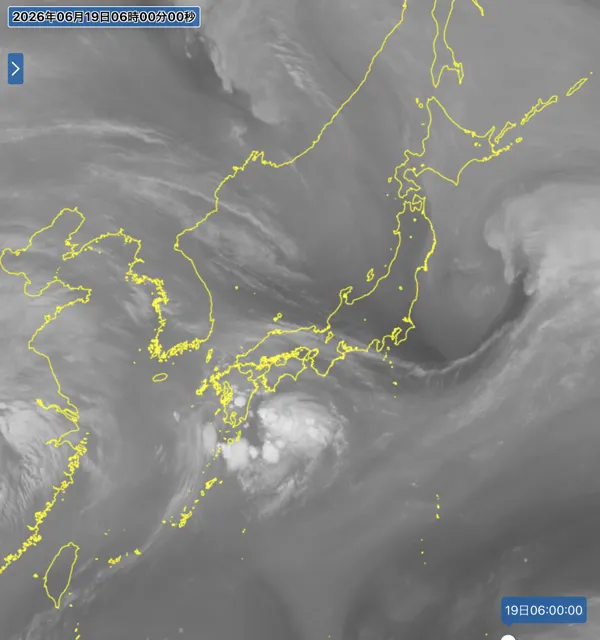 2026年6月19日6時の日本周辺の衛星水蒸気画像