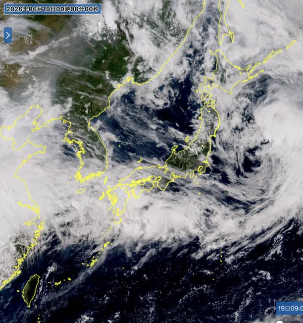2026年6月19日9時の日本周辺の衛星可視画像
