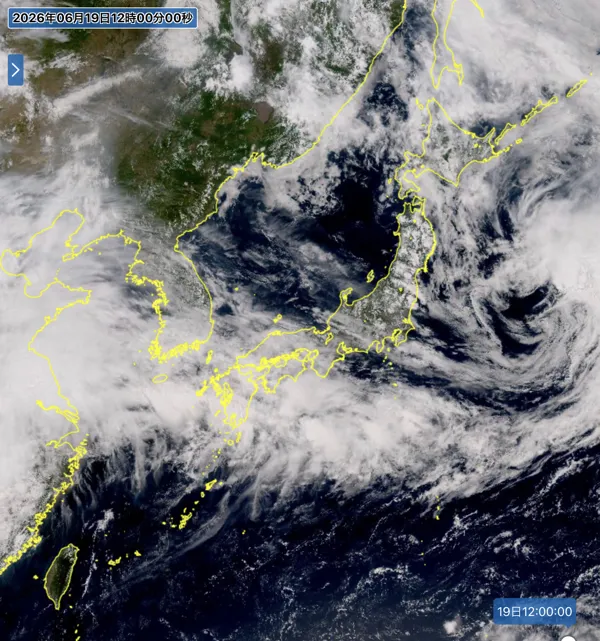 2026年6月19日12時の日本周辺の衛星可視画像