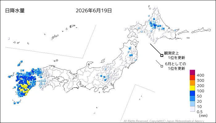 日本のアメダス日降水量の図