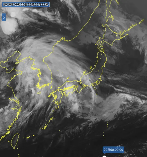 2026年6月19日24時の日本周辺の衛星赤外画像
