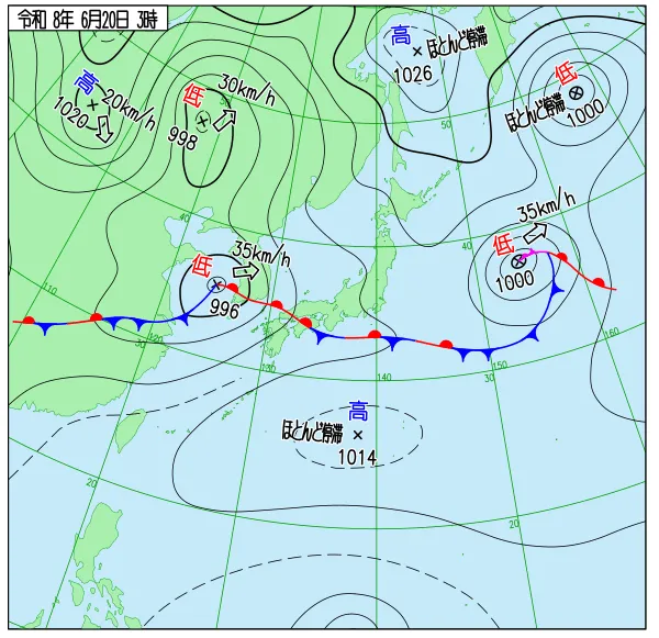2026年6月20日3時の速報天気図