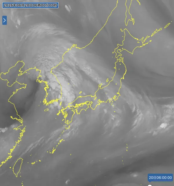 2026年6月20日6時の日本周辺の衛星水蒸気画像
