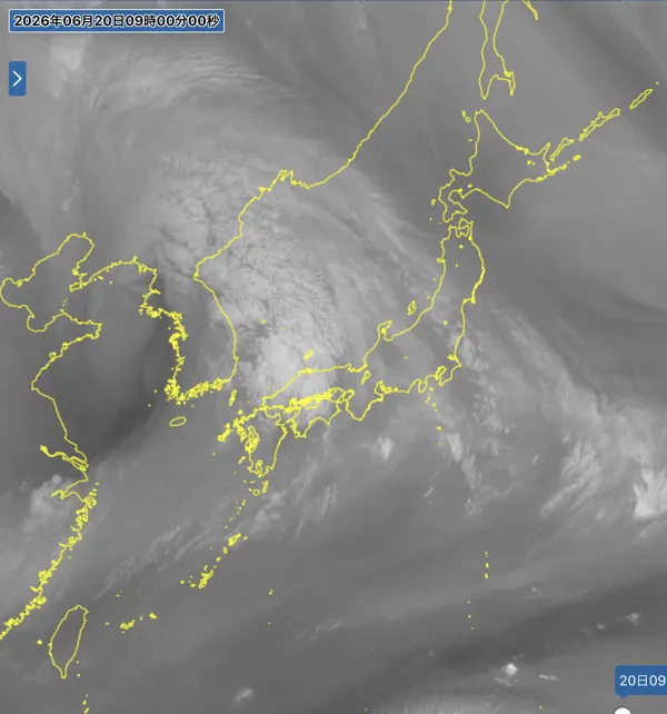 2026年6月20日9時の日本周辺の衛星水蒸気画像