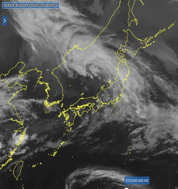 2026年6月20日24時の日本周辺の衛星赤外画像