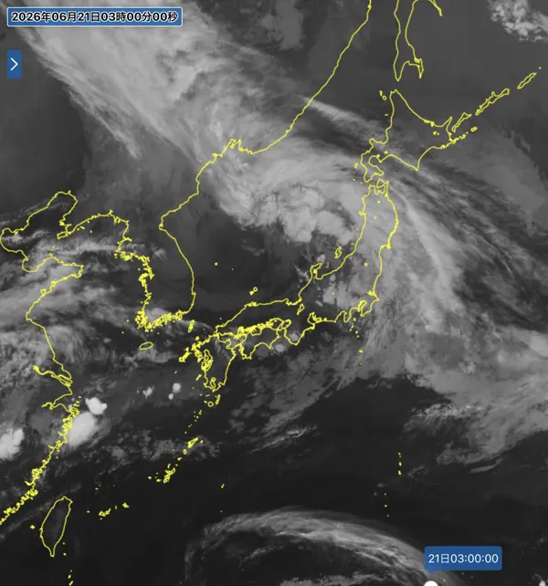2026年6月21日3時の日本周辺の衛星赤外画像