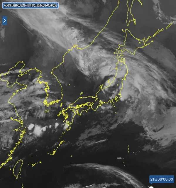 2026年6月21日6時の日本周辺の衛星赤外画像
