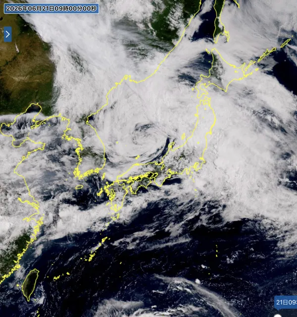 2026年6月21日9時の日本周辺の衛星可視画像