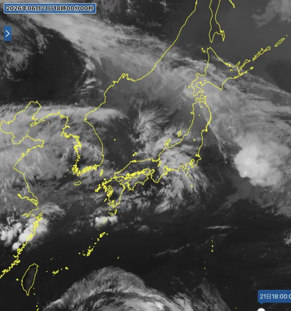 2026年6月21日18時の日本周辺の衛星赤外画像