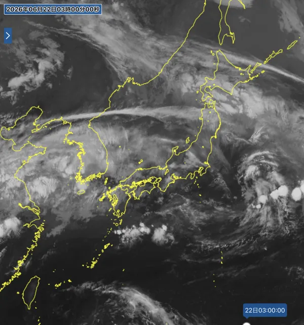 2026年6月22日3時の日本周辺の衛星赤外画像