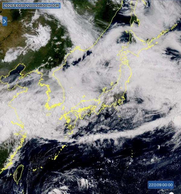 2026年6月22日9時の日本周辺の衛星可視画像