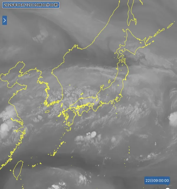 2026年6月22日9時の日本周辺の衛星水蒸気画像