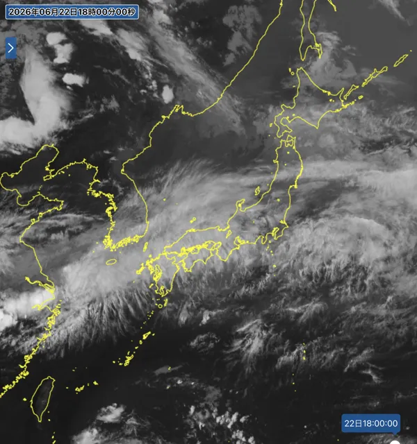 2026年6月22日18時の日本周辺の衛星赤外画像
